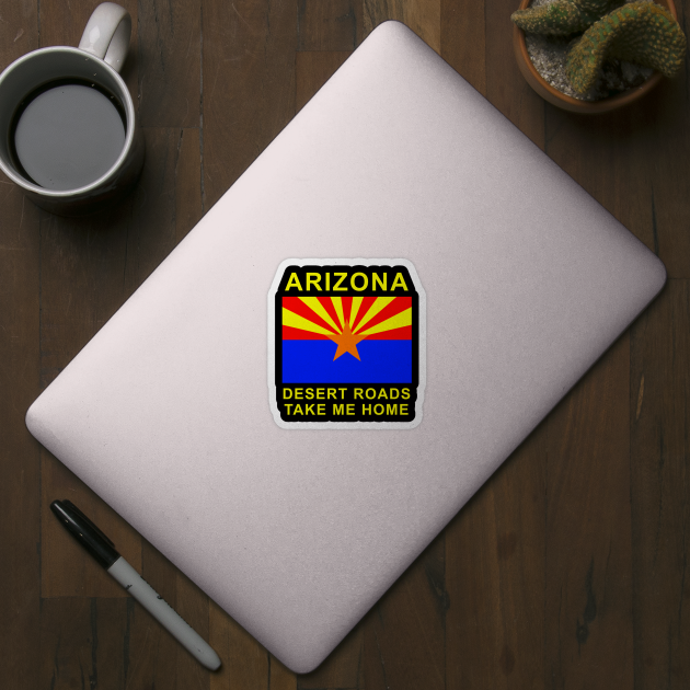 Arizona, the Southwest Grand Canyon State, full of Sun and Saguaro cactus, desert roads, hiking, camping graphic t-shirt by Cat In Orbit ®